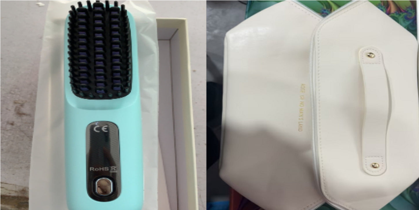 2 in 1 Straight Hair Comb Wireless Hair Straightener Brush Hair Fast Heating Portable Hot Curler USB Charging