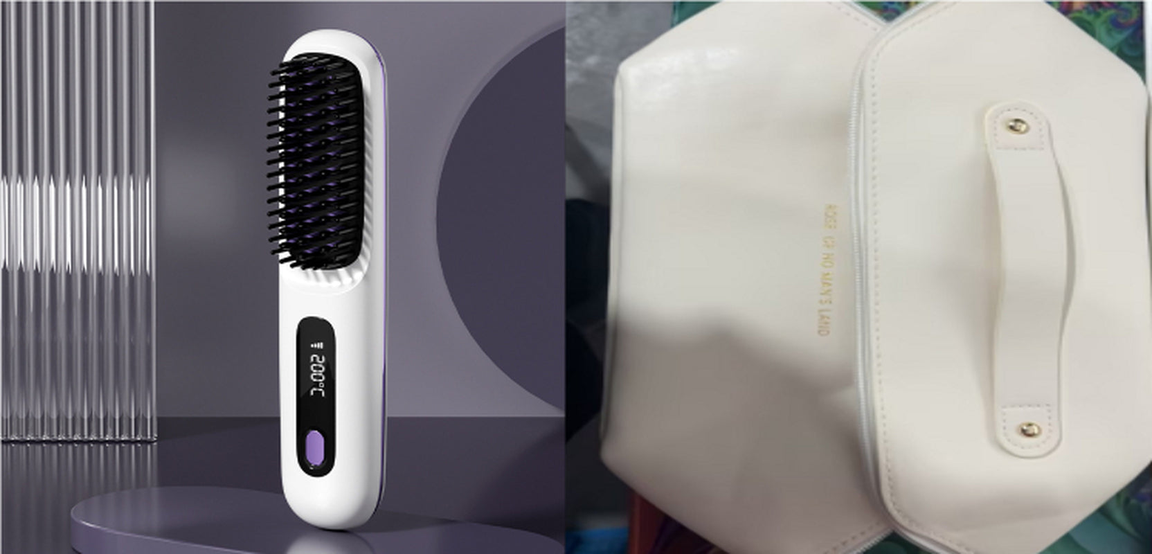 2 in 1 Straight Hair Comb Wireless Hair Straightener Brush Hair Fast Heating Portable Hot Curler USB Charging